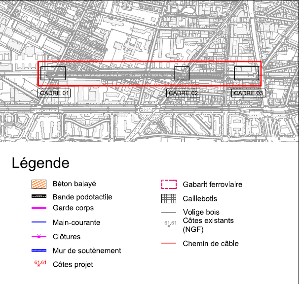 Aménagement de la Petite Ceinture dans le 14e (PC14) - Légende du plan de masse