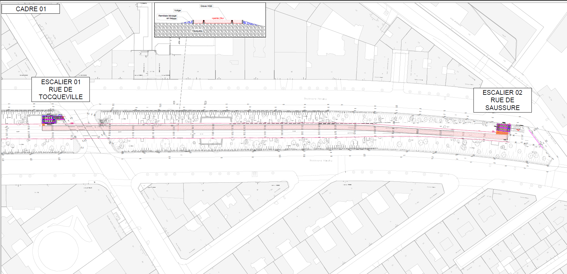 Aménagement de la Petite Ceinture dans le 17e (PC17) - Plan de masse