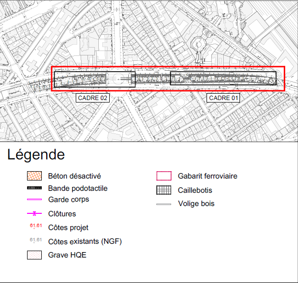 Aménagement de la Petite Ceinture dans le 17e (PC17) - Légende du plan de masse
