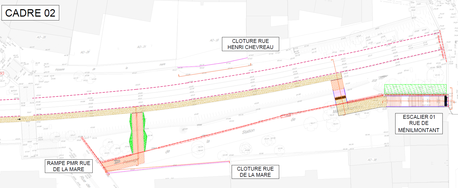 Aménagement de la Petite Ceinture dans le 20e (PC20) - Plan de masse