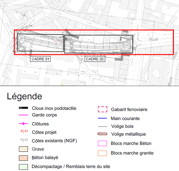 Aménagement de la Petite Ceinture dans le 20e (PC20) - Légende du plan de masse
