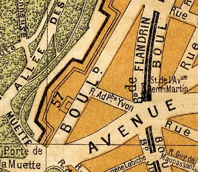 Plan du quartier de la gare Avenue Henri Martin vers 1910 