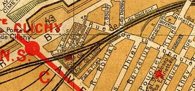 Plan du quartier de la station Avenue de Clichy vers 1910 