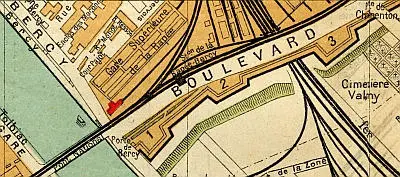 Plan du quartier de la station La Rapée-Bercy vers 1910 