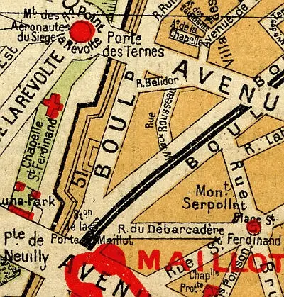 Plan du quartier de la station Neuilly-Porte Maillot vers 1910 