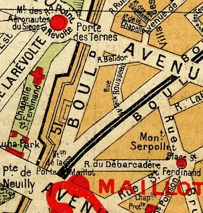 Plan du quartier de la station Neuilly-Porte Maillot vers 1910
