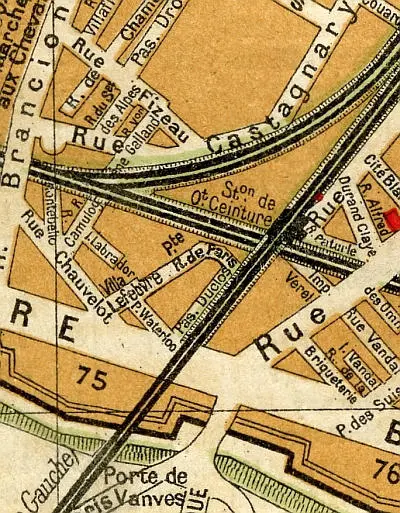 Plan du quartier de la gare de l'Ouest-Ceinture.