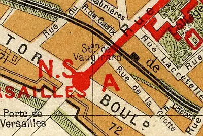 Plan du quartier de la gare de Vaugirard-Ceinture vers 1910. 