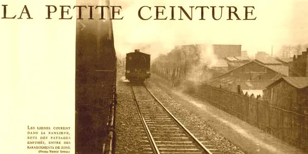 Illustration de l'article de l'hebdomadaire Miroir du Monde sur la fin du service voyageurs sur la Petite Ceinture, durant l'été 1934.