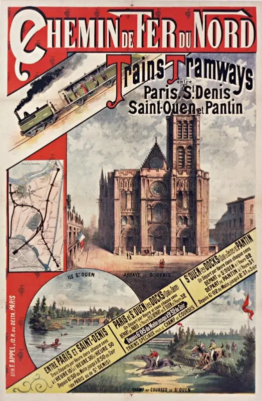 Affiche concernant les trains-tramways de la banlieue Nord de Paris 