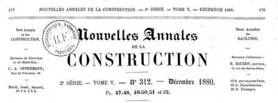 Article présentant la gare de Vaugirard Ceinture - Nouvelles Annales de la Construction - 1868 