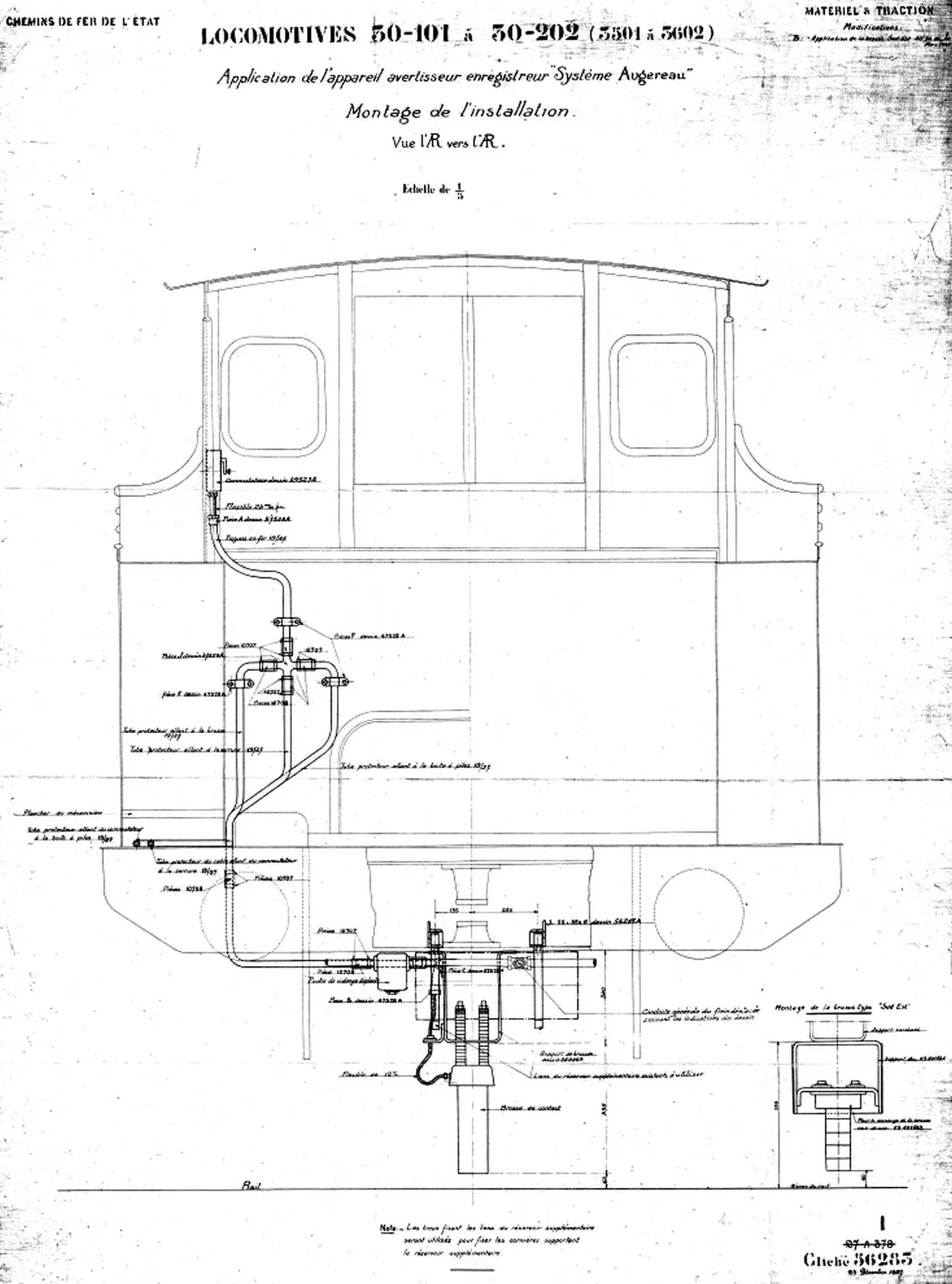 Locomotives 030 T Ouest série 3501 à 3602 (Etat 30-101 à 30-202) : application de l'appareil « Système Augereau » (répétition des signaux en cabine) 
