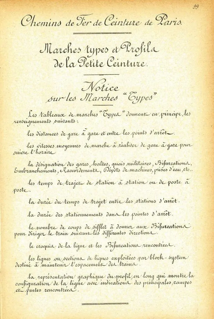 Marches types et profils de la Petite Ceinture - Notice sur les marches types - 1914