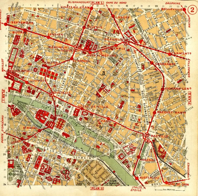Plan des quartiers centraux de Paris (les Halles et la Cité) 