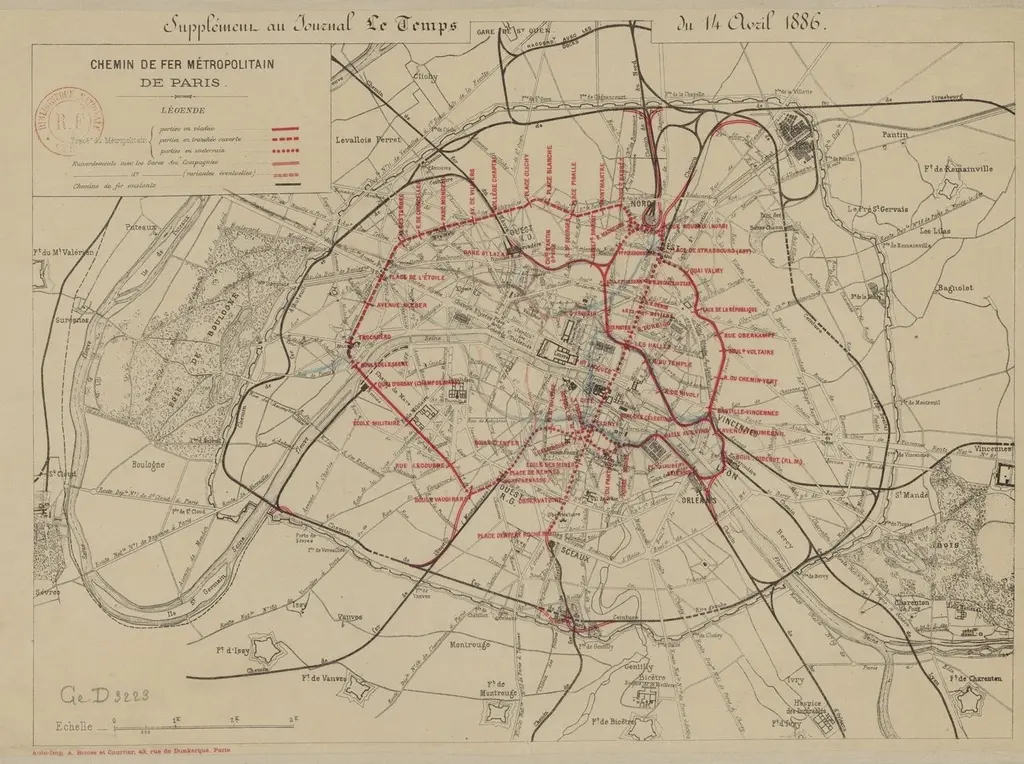 Tracé du projet de chemin de fer métropolitain de 1886