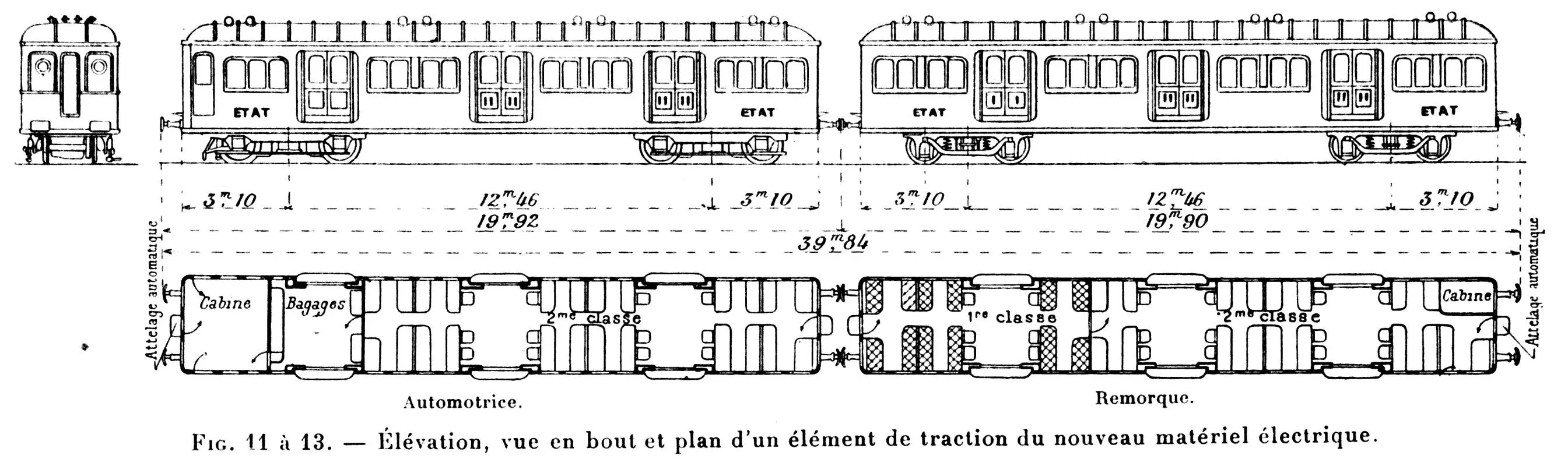 Plans des automotrices électriques Z 1500 dites Standard des chemins de fer de l'État.