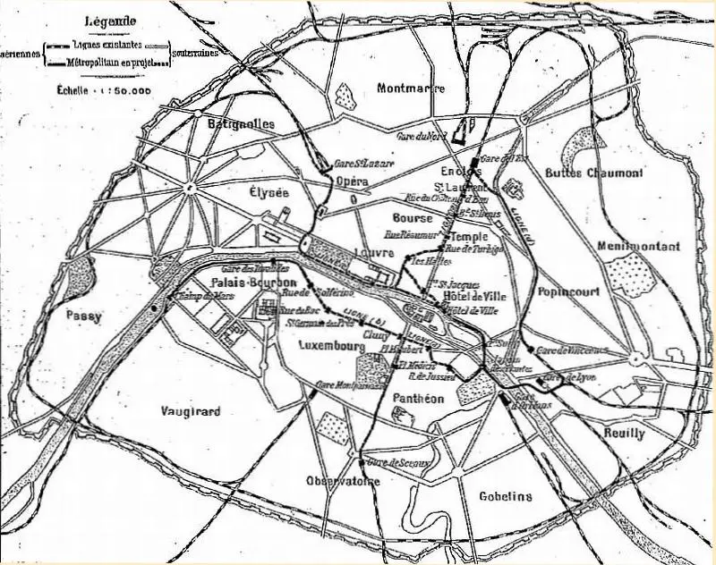 Plan du projet gouvernemental de chemin de fer métropolitain de 1894 