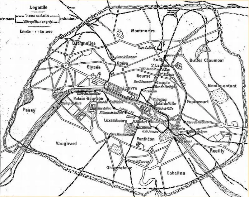 Plan du projet gouvernemental de chemin de fer métropolitain de 1894