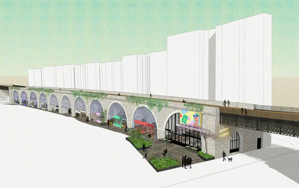 Visuel du projet lauréat pour l'occupation des voûtes du viaduc de Vaugirard
